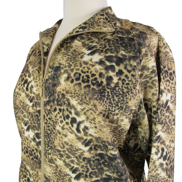K.T. Golf Windbreaker Jacket Full Zip Front Animal Print Motif Sz Medium Pockets - Picture 3 of 11